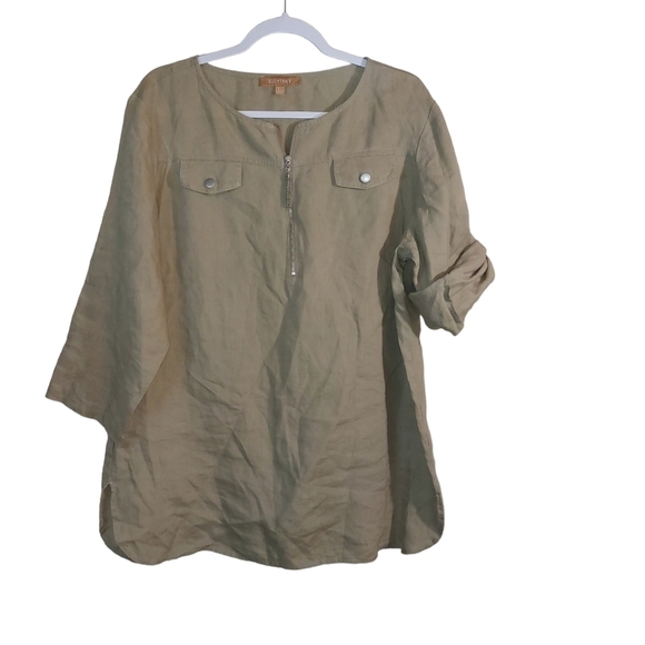 Ellen TRACY LADIES 3/4 SLEEVE FRONT ZIP TUNIC- L - Picture 2 of 6